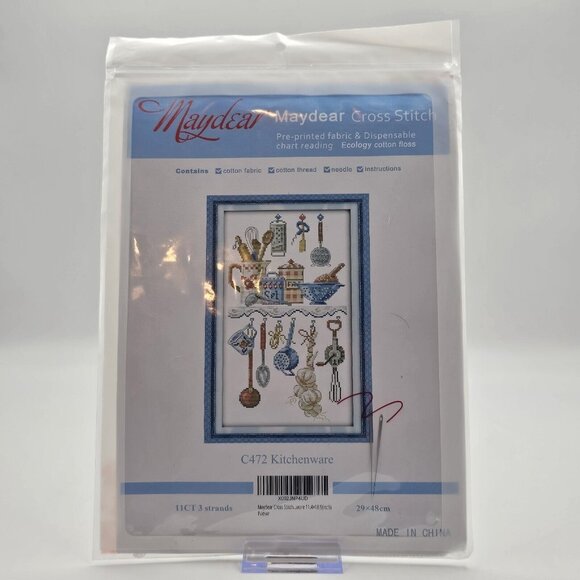 Maydear Kitchenware Cross Stitch Kit Pre-Printed Fabric - Picture 1 of 5